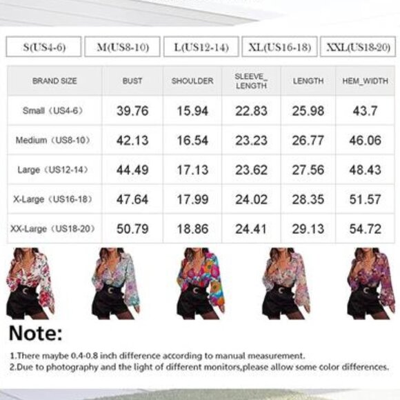 Abstract Print Button Up Shirt Casual Long Puff Sleeve Blouse Boho Dressy Top - Picture 5 of 5